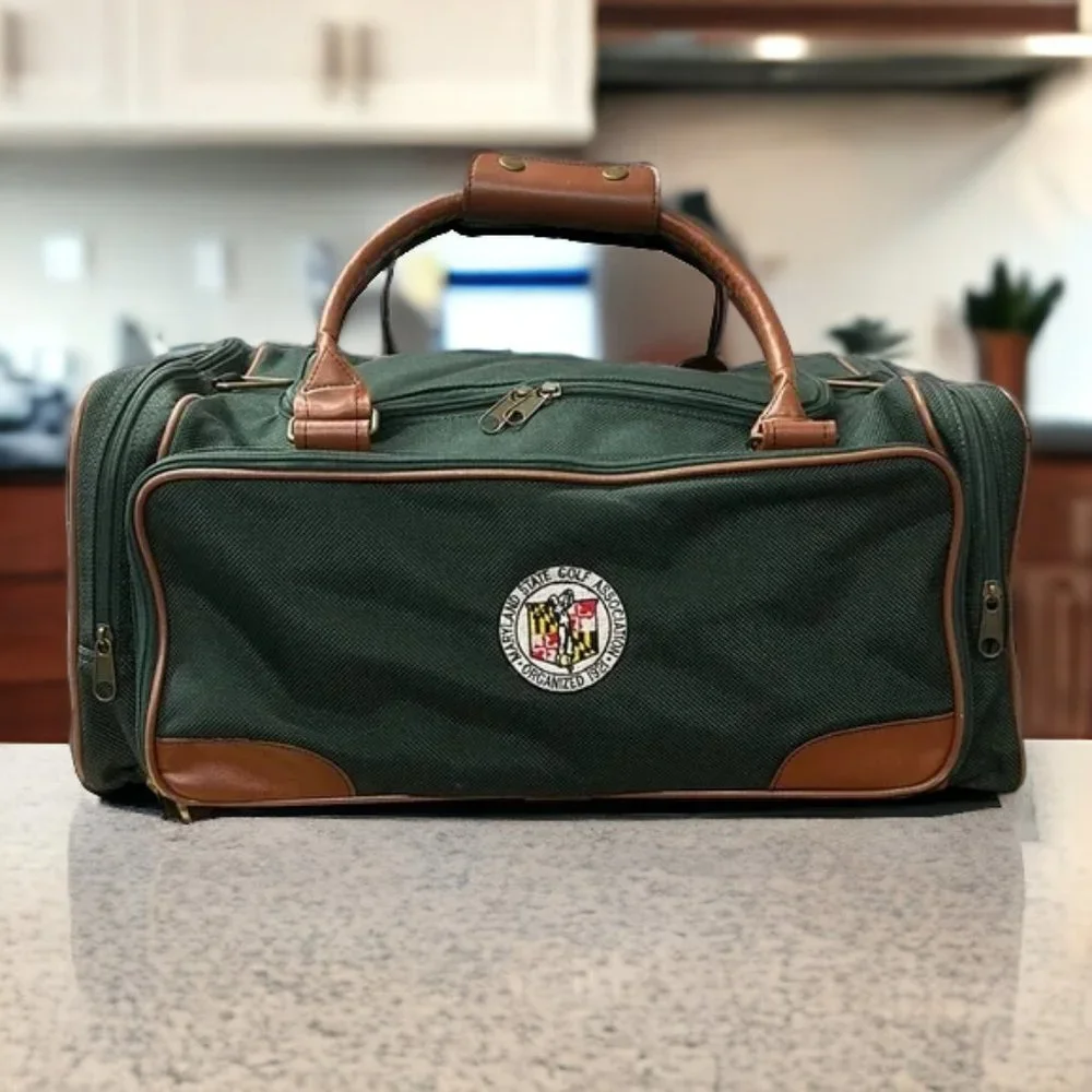 Rare Maryland State Golf Association Green Canvas Locker Room Duffle Bag Luggage